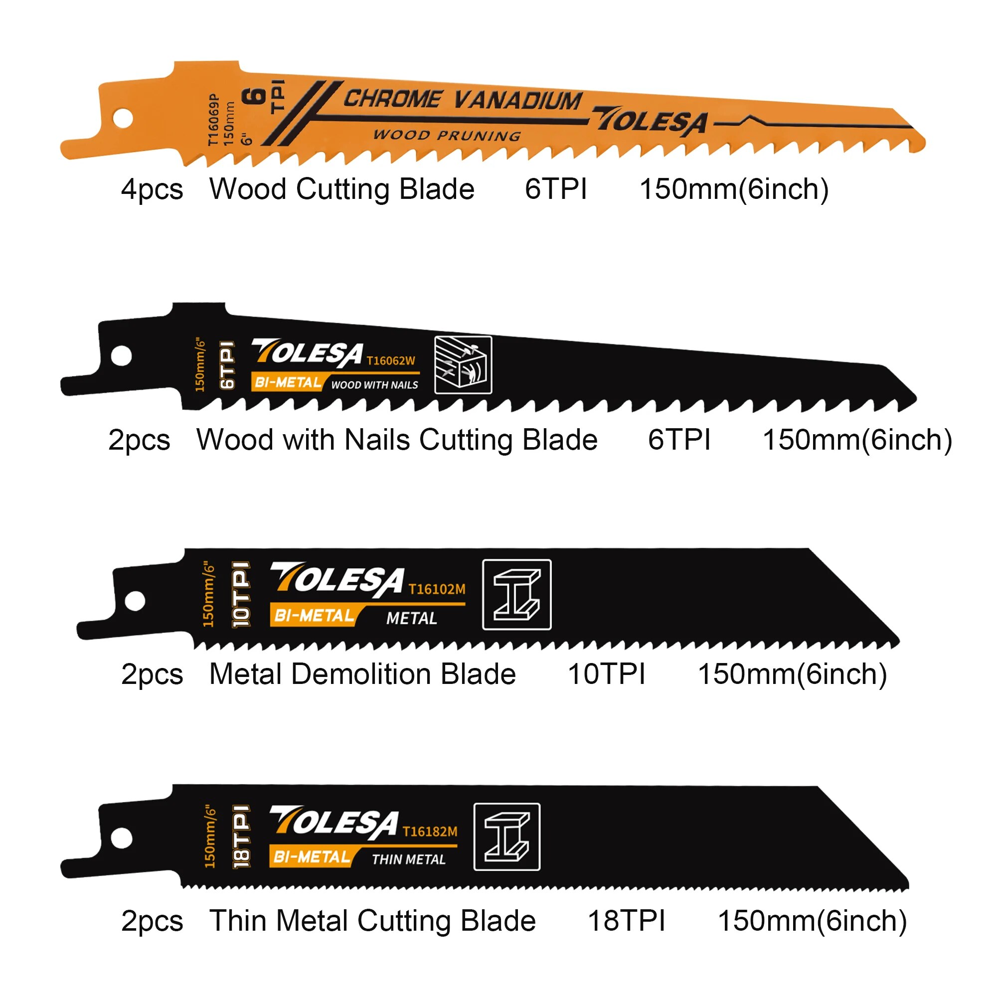 TOLESA 10PCS Reciprocating Saw - Metal Saw Reciprocating ulasan dan harga